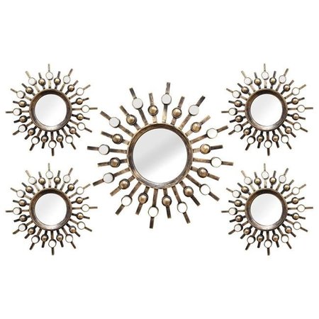 HOMEROOTS HomeRoots Furniture 321345 Burst Wall Mirrors; Set of 5 321345